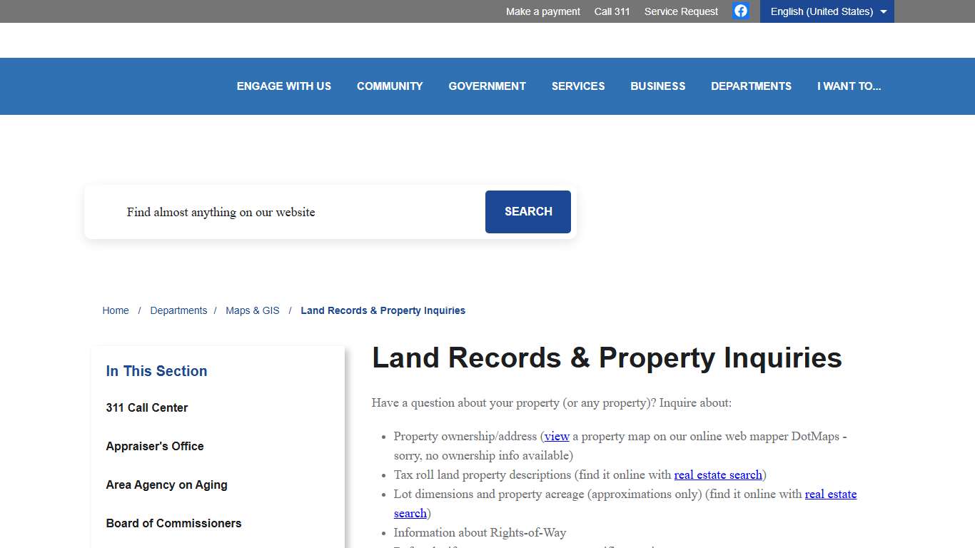 Land Records & Property Inquiries